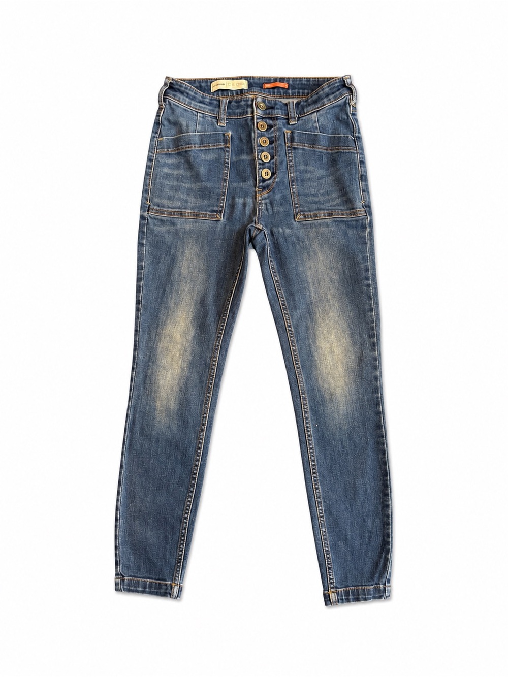 Pilcro Anthropologie Size 27 High Rise Skinny Jeans Button Fly Patch Pocket Stre